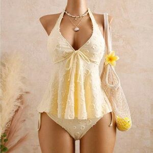 Butter Yellow Lace Halter Top